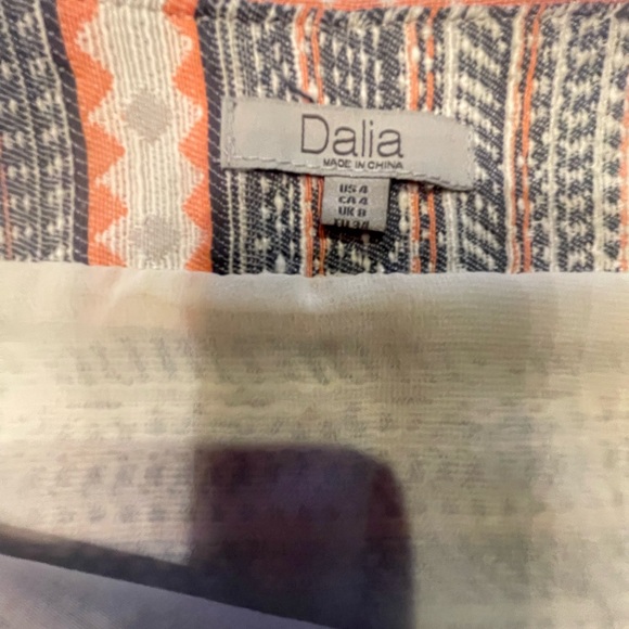 Dalia Tweed Geometric Lined Ivory & Orange & Gray Mini Skirt W Zipper Size 4 - Picture 2 of 14